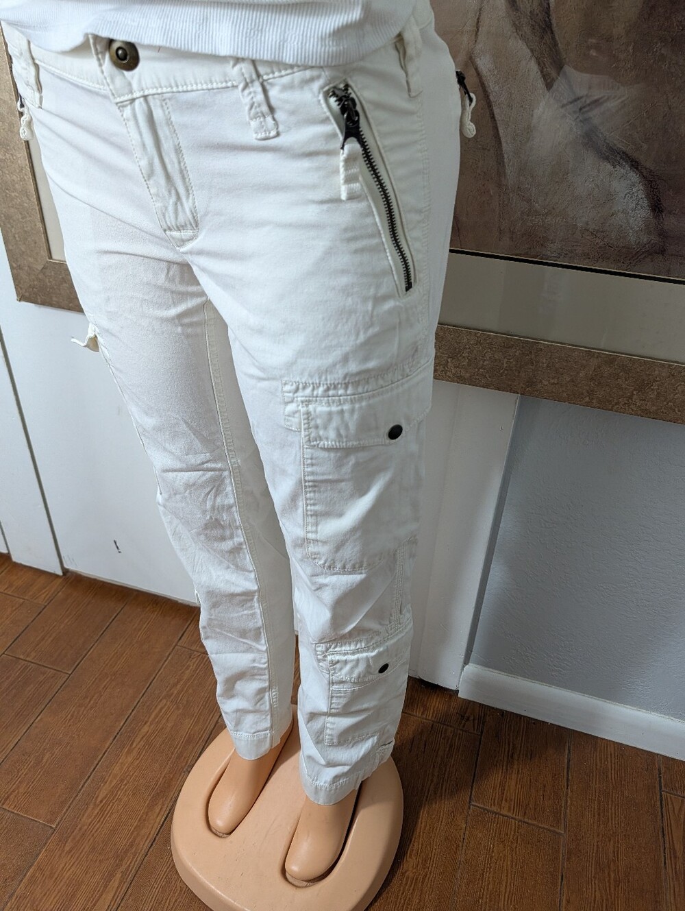 Vtg Ralph Lauren Sport Cargo Pants Womens White Paratrooper Military Grunge Sz 6 - Picture 2 of 8